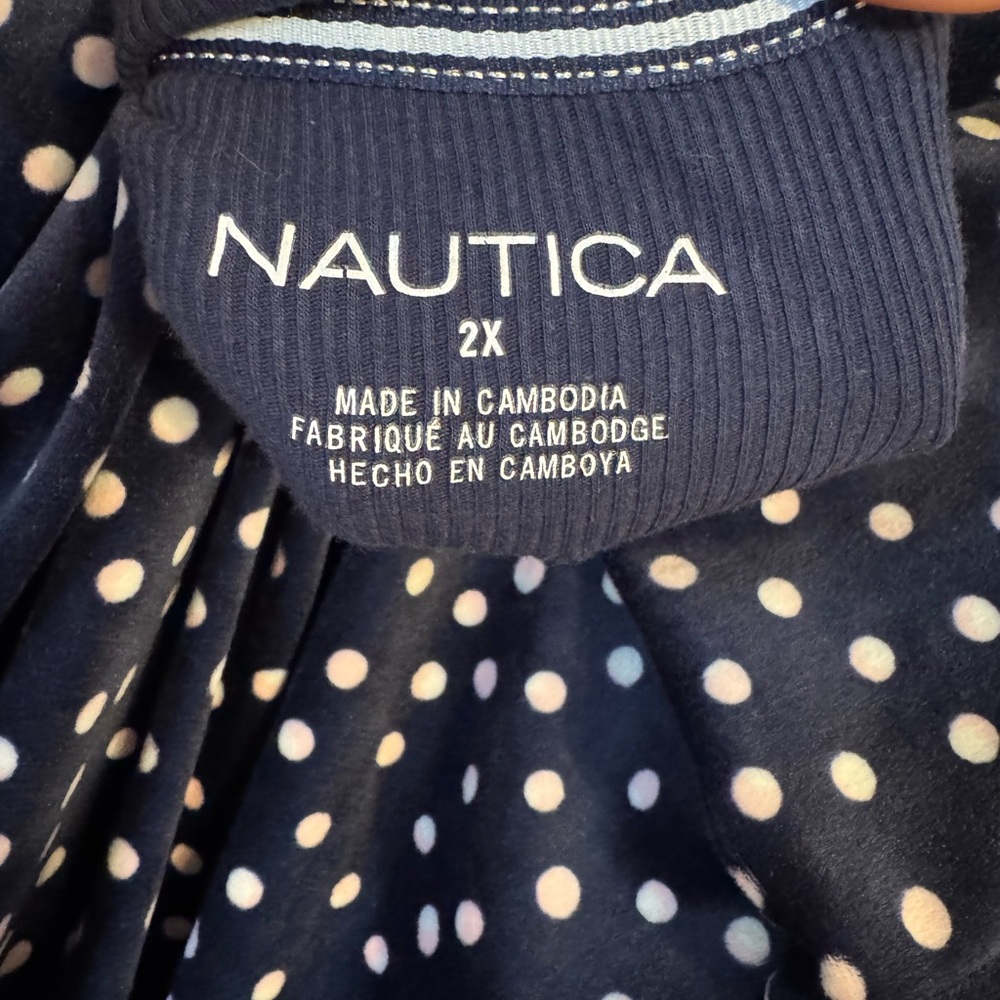 Nautica Women's Velour Navy Polka Dot Top   PLUS: 2X   #3 - Picture 9 of 9